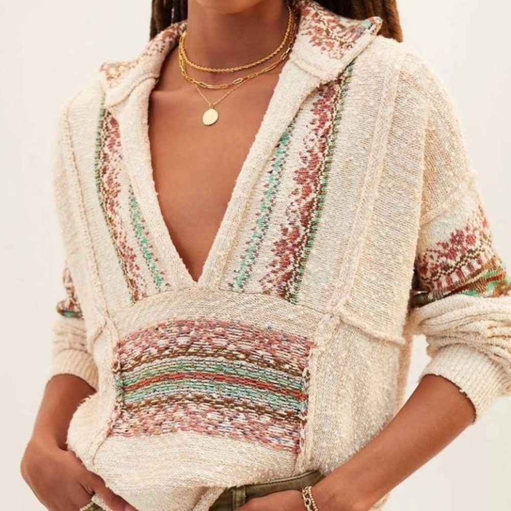 Anthropologie Pilcro Coastal Pullover Baja Textured Sweater